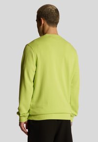 Pullover in felpa di un luminoso verde lime, con collo rotondo, maniche lunghe e polsini e orlo a coste. Tessuto liscio con cuciture minime.