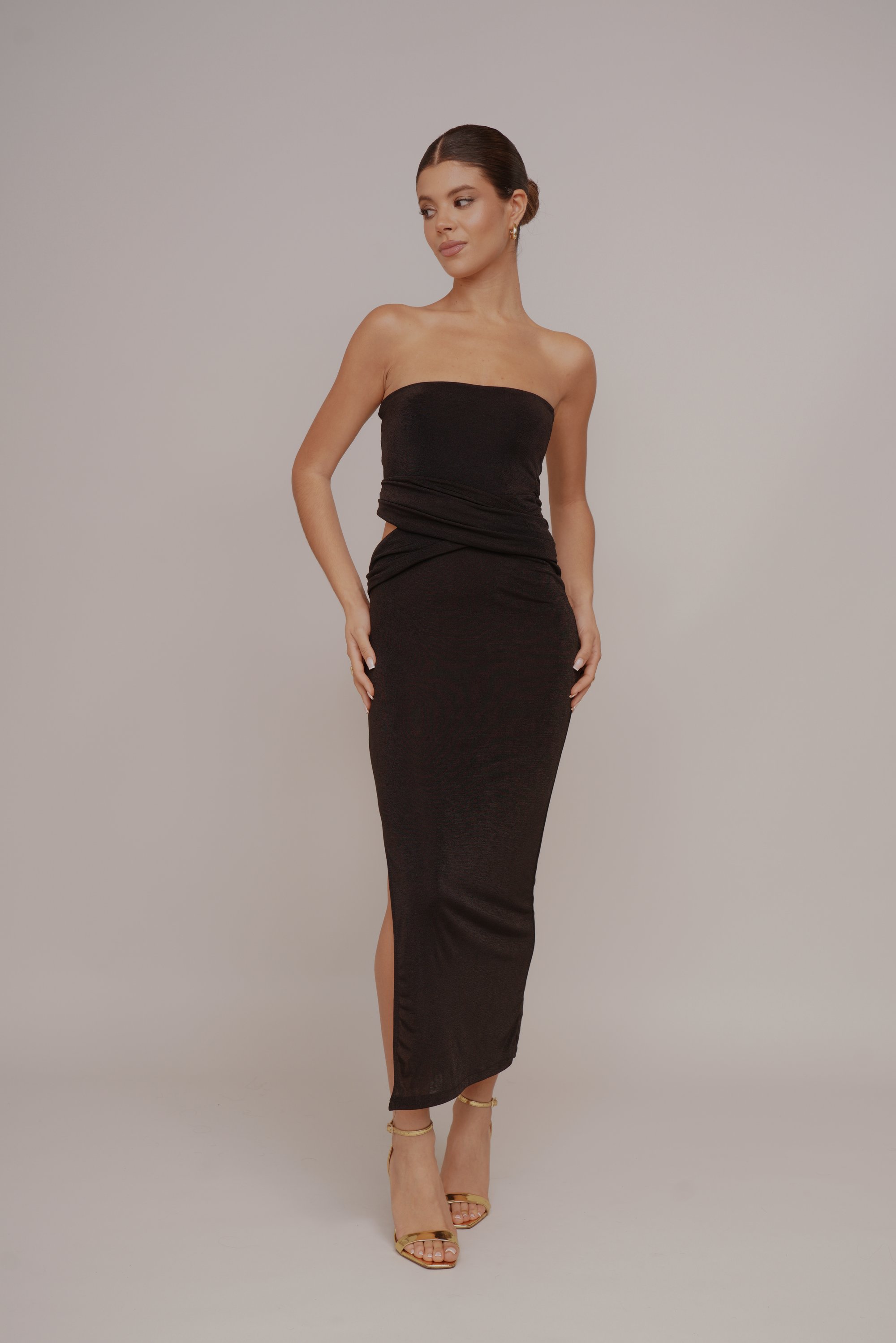 WAL G. LILIA CUT OUT BANDEAU MAXI DRESS - Shift dress - black - Zalando.ie