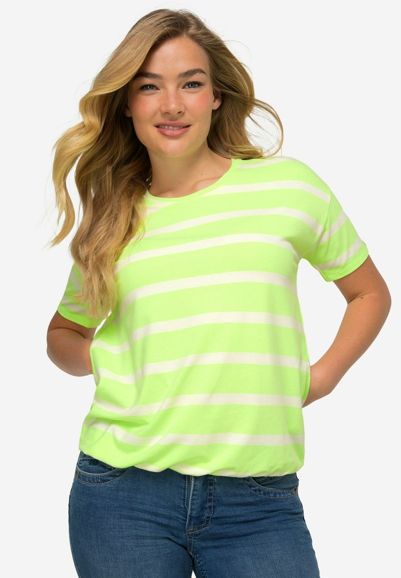 LAURASØN RINGEL RUNDHALS - Camiseta estampada - neon lemon