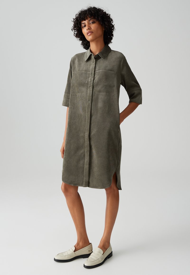 OPUS RELAXED FIT 3/4 SLEEVE CORD - Blousejurk - olive leaf
