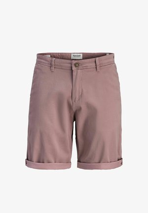 Pantalones cortos casuales para hombre en color malva, con dobladillos enrollados, botón frontal, trabillas para cinturón y bolsillos laterales de Jack & Jones Pants Studio.