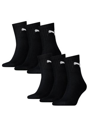 Schwarze Knöchel-Socken aus Baumwollmischung, mit gerippten Oberteilen und weißen Logo-Akzenten. Set aus sechs Paaren mit klassischem Design.