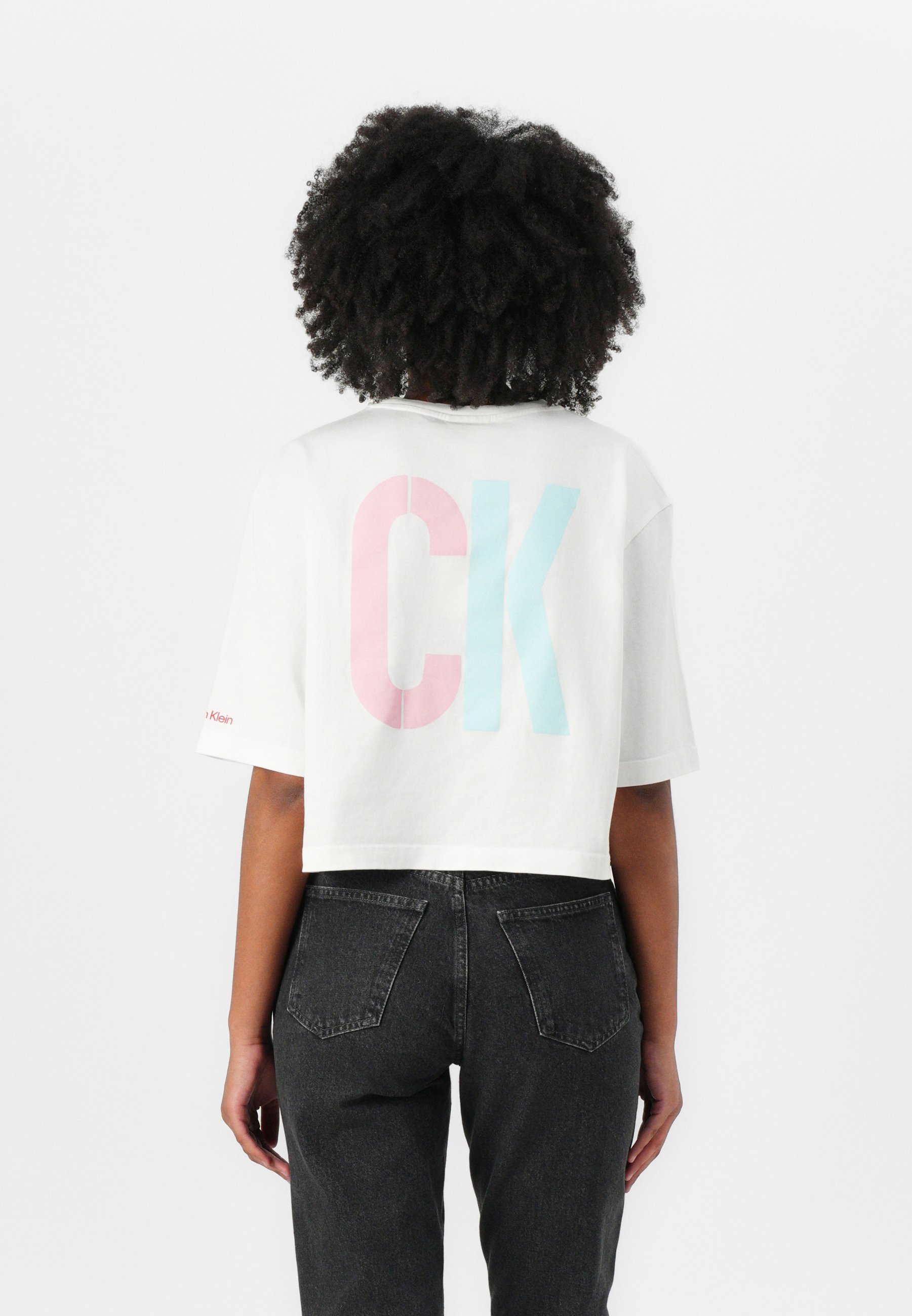 売れ筋商品|||カルバンクライン Tシャツ レディース トップス RELAXED CROPPED TEE MARC HUND - Print T-shirt - bright white Calvin Klein RELAXED CROPPED TEE MARC HUND - T-shirt print