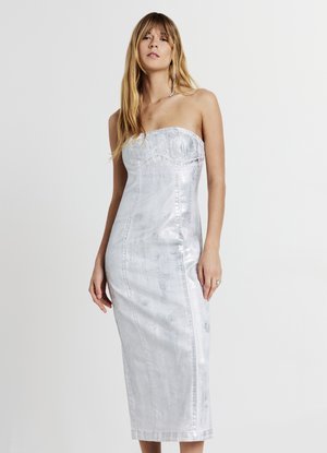 Calliope TUBINO SPALMATO - Vestito di jeans - argento