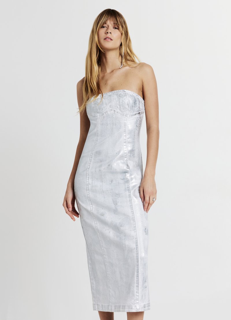 Calliope TUBINO SPALMATO - Vestito di jeans - argento