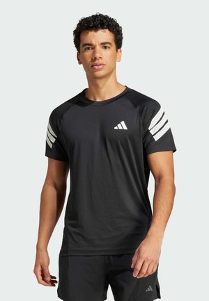 ICON 3-STRIPES - Sports T-shirt - black   white
