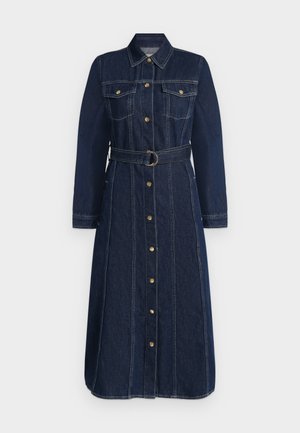 GANT, BELTED DENIM MIDI DRESS - Τζιν φόρεμα - dark blue