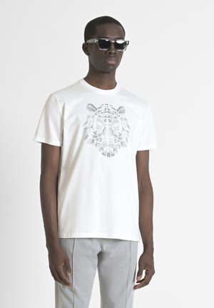 REGULAR FIT WITH SPONGE EFFECT TIGER PRINT - T-shirt imprimé - cream