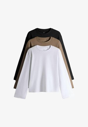 THE SET, 3 PACK HEAVYWEIGHT T-SHIRTS - Langærmet T-shirt - neutral black white