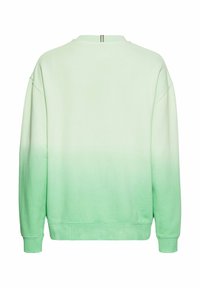Zielony gradientowy sweatshirt z okrągłym dekoltem, miękką fakturą, długimi rękawami i ściągaczami. Posiada subtelną linię na plecach.