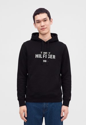 Tommy Hilfiger, HILFIGER STACK REG FLEECE HOODIE - Суитшърт с качулка - black