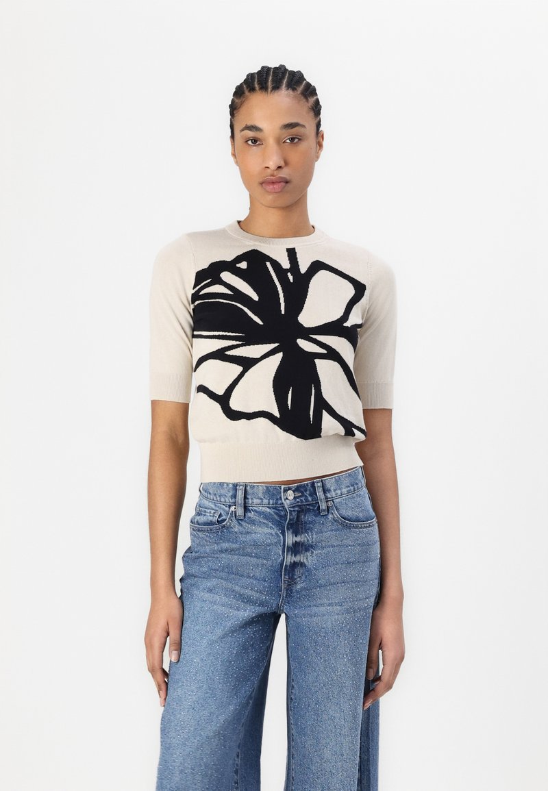 DKNY GRAFFITI FLORAL  - Neule - light city khaki/black