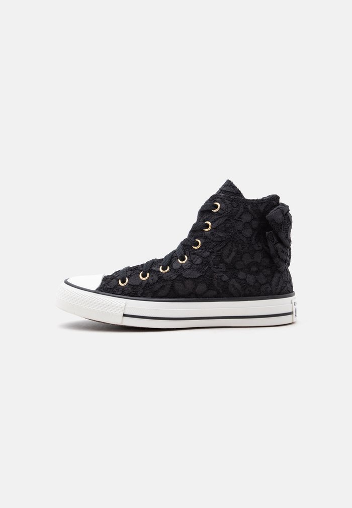 Converse CHUCK TAYLOR ALL STAR BOWS AND LACE UNISEX - Zapatillas altas - black/metallic light gold-coloured