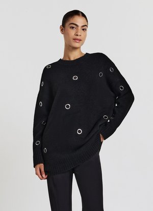 Calliope, MAGLIA OVERSIZE CON APPLICAZIONI - Strickpullover - ultrablack