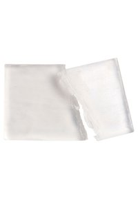 Clear resin block with smooth surfaces, slightly textured edges, one piece appearing broken off, rectangular shape, and transparent quality.