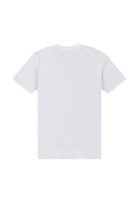 Weißes Baumwoll-T-Shirt, kurze Ärmel, Rundhalsausschnitt, glatte Textur, ohne Grafiken oder Muster, schlichter und minimalistischer Stil.