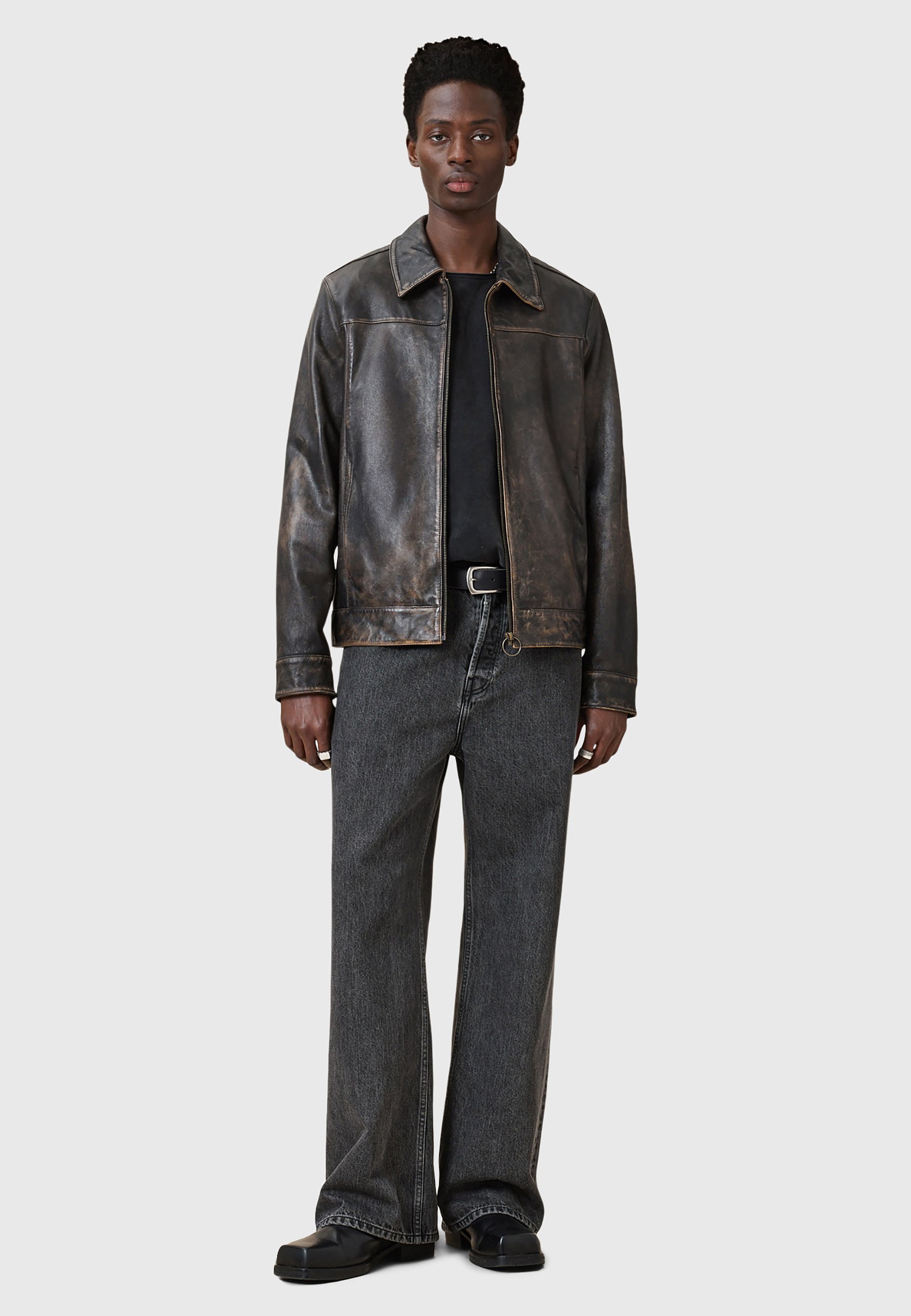 AllSaints ALKAN - Kurtka skórzana/czarny - Zalando.pl