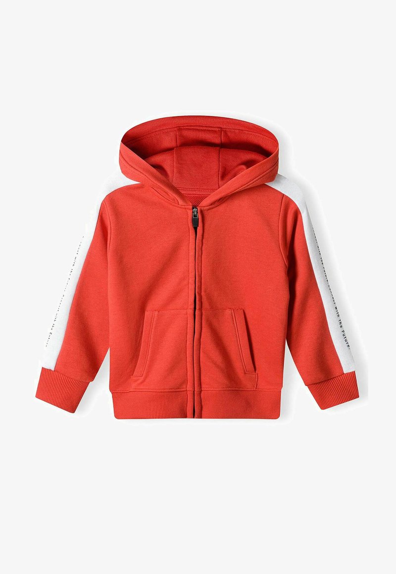 MINOTI LONG SLEEVE WITH ZIP - Športna jopa s kapuco na zadrgo - red