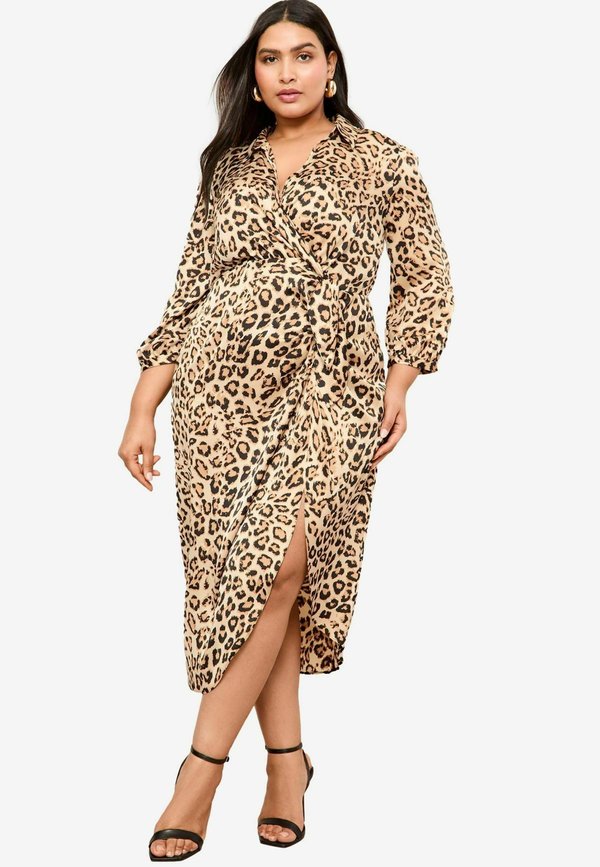 PLUS SIZE FIT - PRINTED WRAP MIDI - Freizeitkleid