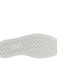Semelle de chaussure avec des motifs d’adhérence circulaires et plus petits, taille marquée 37, en gris clair.