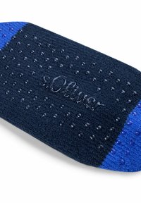 Calzini antiscivolo blu navy con accenti blu, con puntini di presa testurizzati e logo "s.Oliver" in filo a contrasto. Materiale a maglia, bordi a costine.