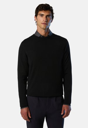 CREW-NECK WITH SLITS - Maglione - black