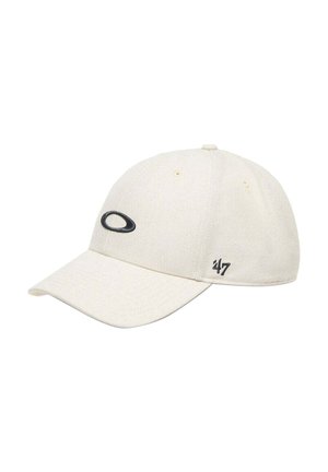Cappellino da baseball color crema con logo ovale nero sulla parte anteriore e "47" nero ricamato sul lato.