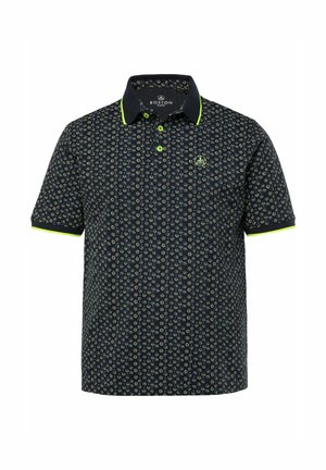 Námořnická polo košile s květinovým vzorem v světlých barvách, s kontrastním límečkem a lemem v limetkové barvě, se dvěma knoflíky a logem.