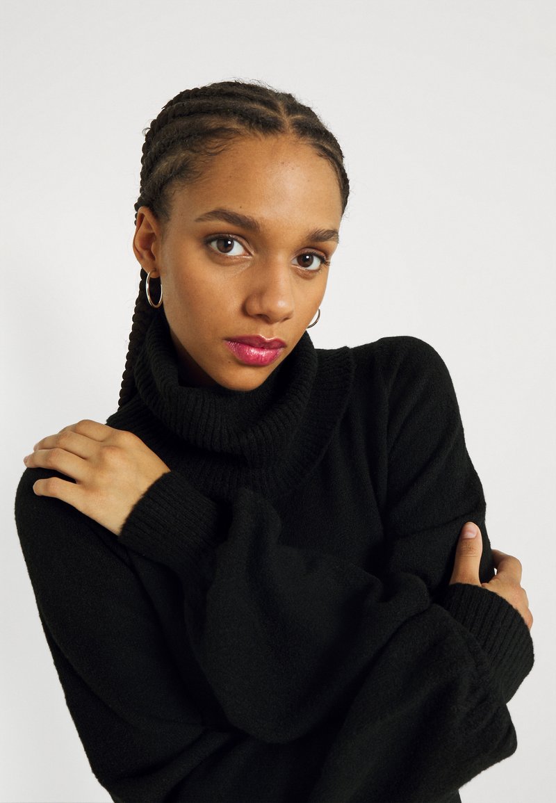 Damen Freizeitkleider | Glamorous SLOUCHY JUMPER DRESS WITH PUFF LONG SLEEVES ROLL Strickkleid black/schwarz - UW20993 Damen Freizeitkleider | Glamorous SLOUCHY JUMPER DRESS WITH PUFF LONG SLEEVES ROLL Strickkleid black/schwarz - UW20993