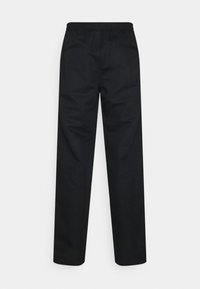 Pantalon noir droit avec taille élastique, sans poches visibles ni ornements, présenté sur un fond clair.