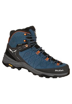 Salewa MS ALP TRAINER 2 MID GORE TEX - Hiking shoes - dark denim/fluo orange