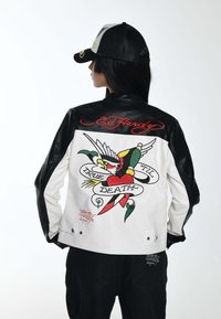 Ed Hardy - TILL DEATH BIKER - Faux leather jacket - grey Thumbnail Image 1