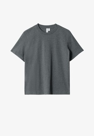 Gray short-sleeve t-shirt made of soft cotton. Features a classic crew neck design with a relaxed fit and minimalistic style.