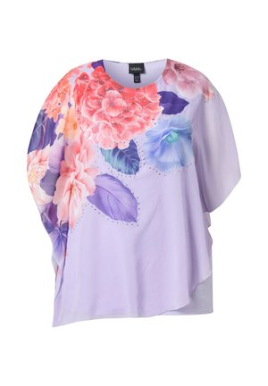 Ulla Popken, PASTEL FLORAL LAYERED CHIFFON BLOUSE - Camicetta - bright purple