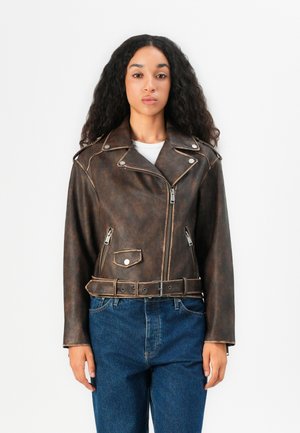 CHARLENE BIKER - Faux leather jacket - espresso brown