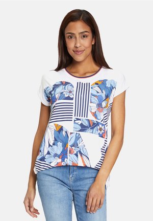CASUAL MIT TUNNELZUG - T-shirt imprimé - weiß blau