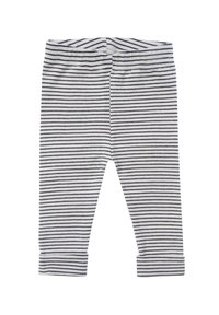 Gestreifte Leggings in Weiß und Marineblau, aus weicher Baumwolle, mit einem elastischen Bund und umgekrempelten Säumen für eine passgenaue Passform.