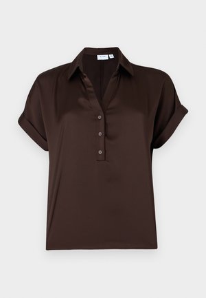 VILA, VIENNA Short sleeved - Blúzka so zapínaním na gombíky - coffee bean