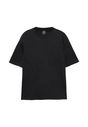 PULL&BEAR, BOXY INTERLOCK - T-SHIRT - Jednoduché tričko - black