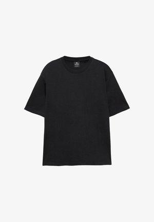 PULL&BEAR, BOXY INTERLOCK - T-SHIRT - Jednoduché tričko - black