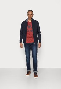 TOM TAILOR BASIC STRUCTURE ZIP JACKET - Gilet - navy melange