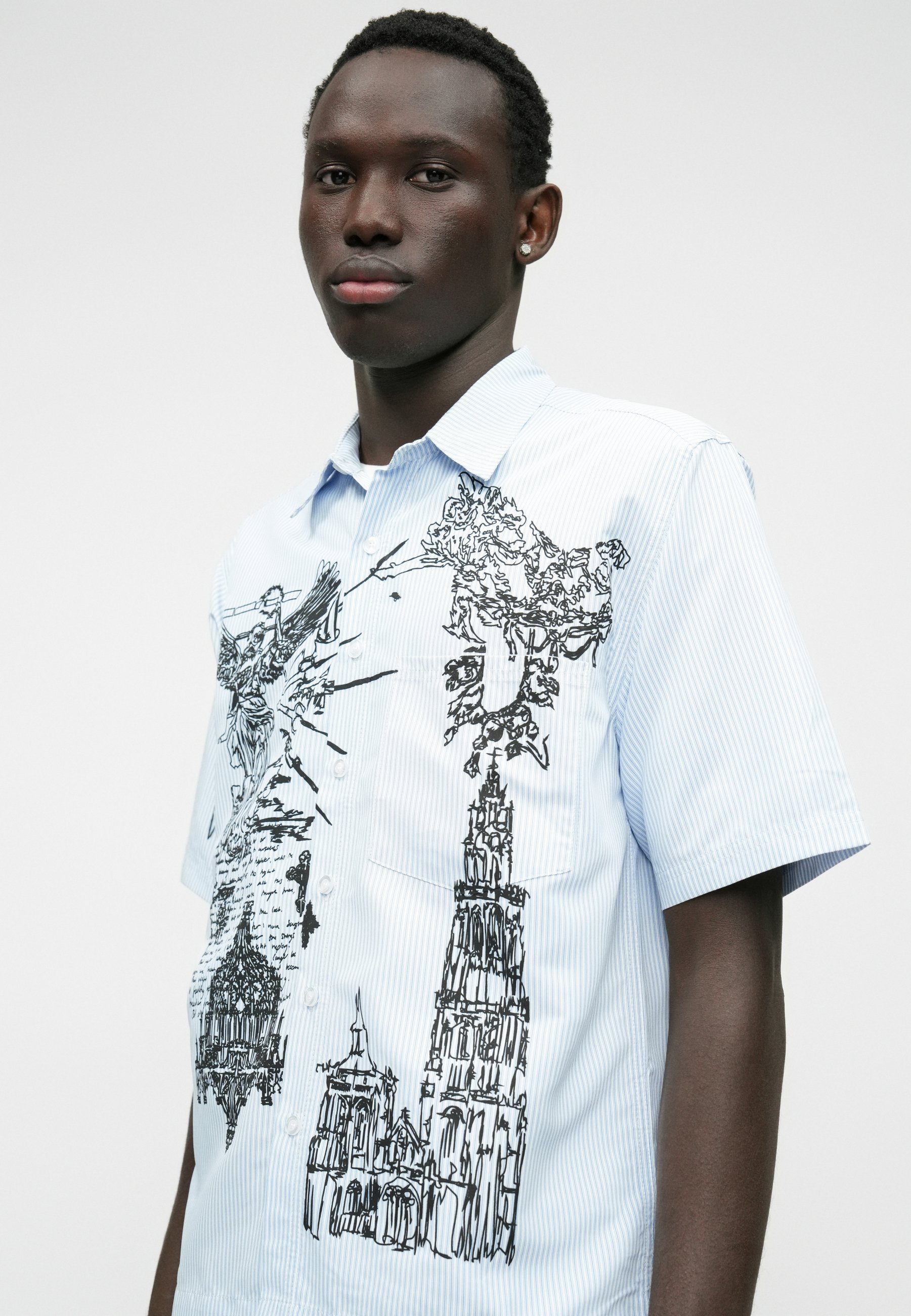 Jaded London SKETCH TATTOO PINSTRIPE SHIRT - Shirt - multi