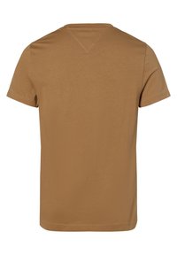 Kortærmet t-shirt i en varm brun farve, lavet af blødt stof, med rund hals og et enkelt, sømløst bagdesign.