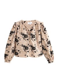 REGULAR FIT - FLOCKED BUTTON THROUGH LONG SLEEVE - Blúz - pink check