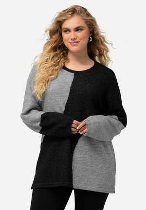 COLORBLOCKING RUNDHALS LANGARM - Strickpullover - black