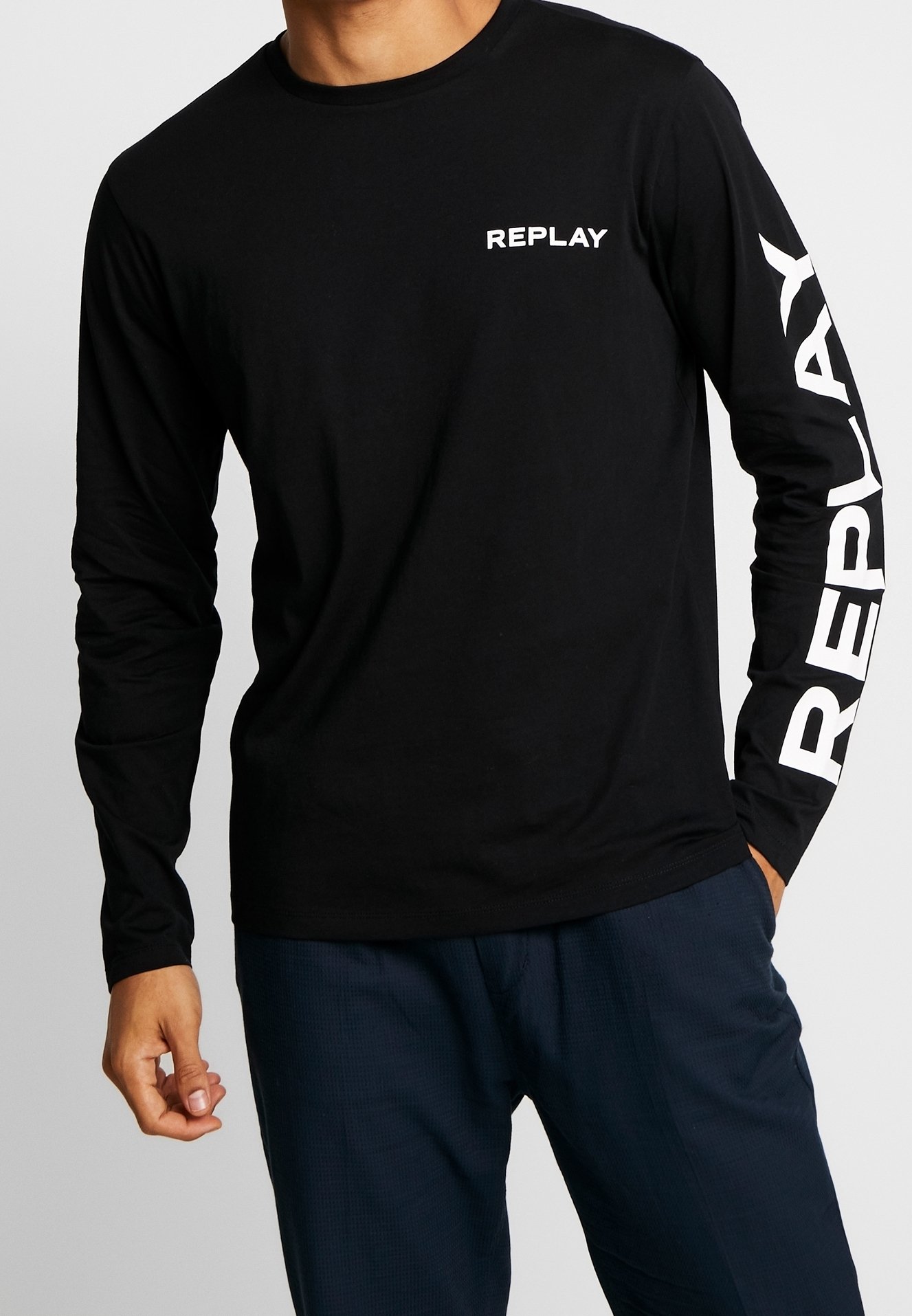 Replay Herren Langarmshirt Aus 100% Baumwolle – Regular Fit, Rundhals, Minimalistisch, Nachhaltig