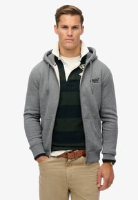 Superdry & Co ESSENTIAL LOGO HOOD TRACK  - Sudadera con cremallera - volcanic black grit