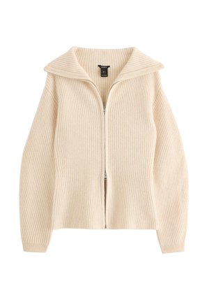 Lindex, LINDEX KNITTED ZIP CARDIGAN LINDEX - Cardigan - light beige