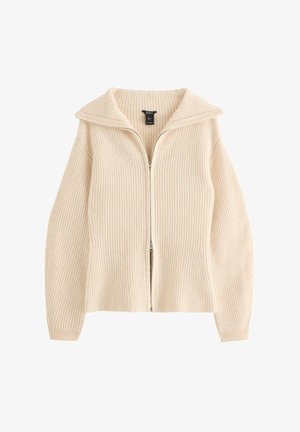 Lindex, LINDEX KNITTED ZIP CARDIGAN LINDEX - Cardigan - light beige