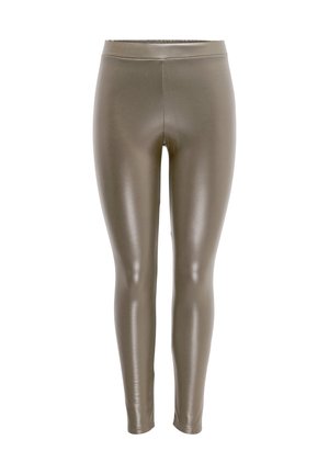 JDY STRETCH BIKER COATED - Leggings - taupe